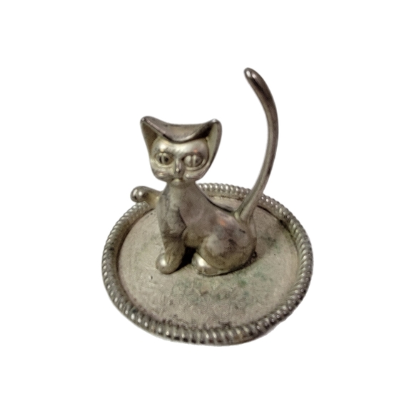 EP Jewelry - Vintage EP Zinc alloy silver cat ring and jewelry plate
